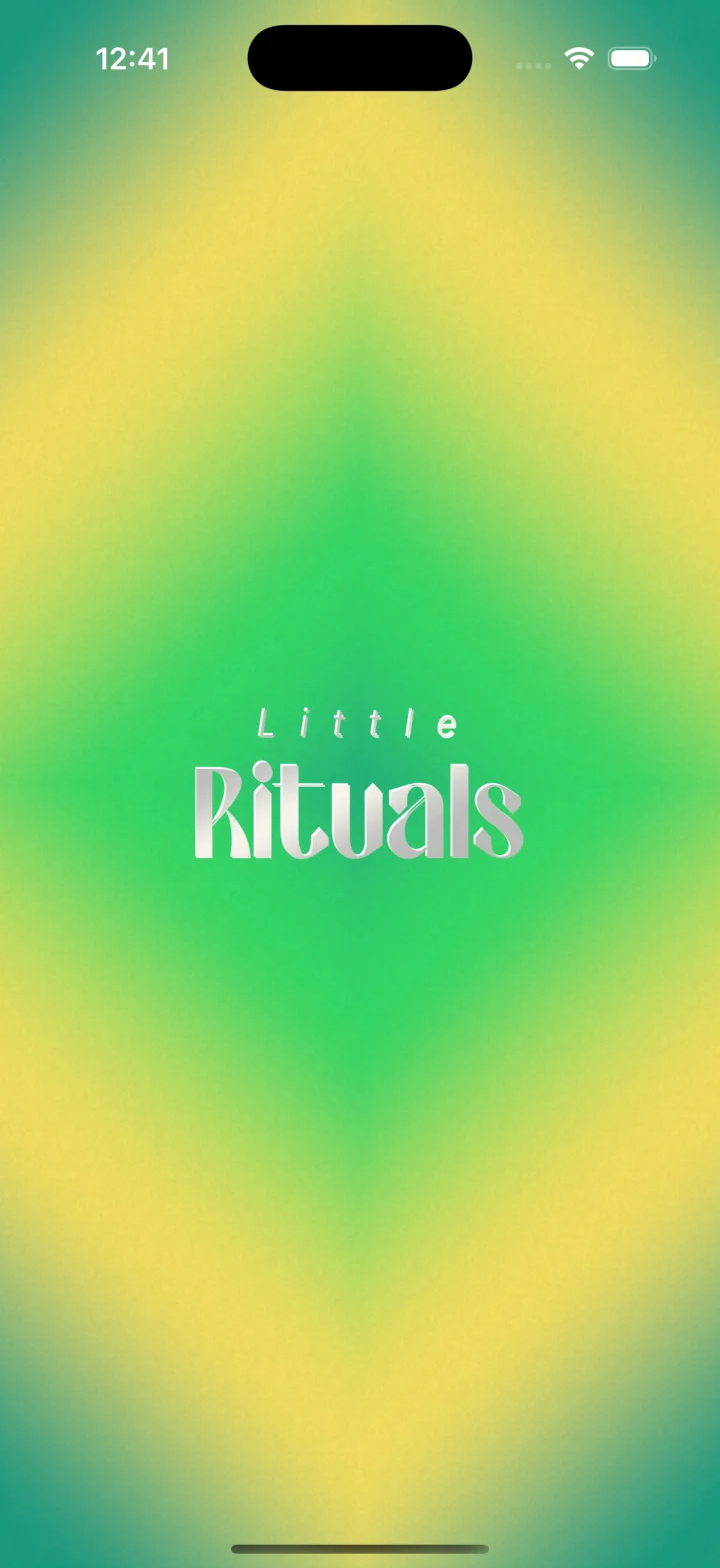 Little Rituals on iPhone, with flowing green and yellow colour